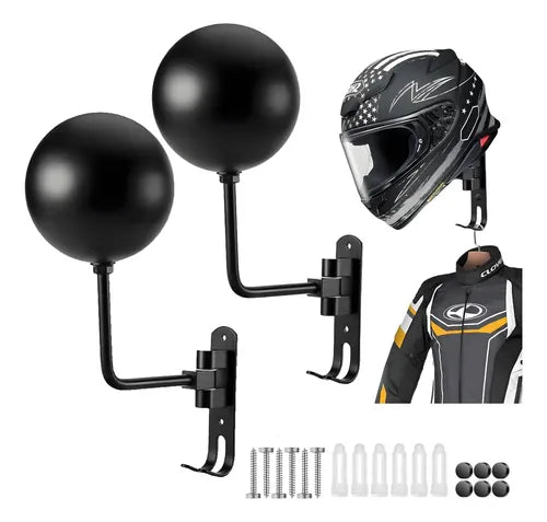 Porta Casco de Moto de Pared 180° | Soporte para Casco, Chamarra y Accesorios Motociclista