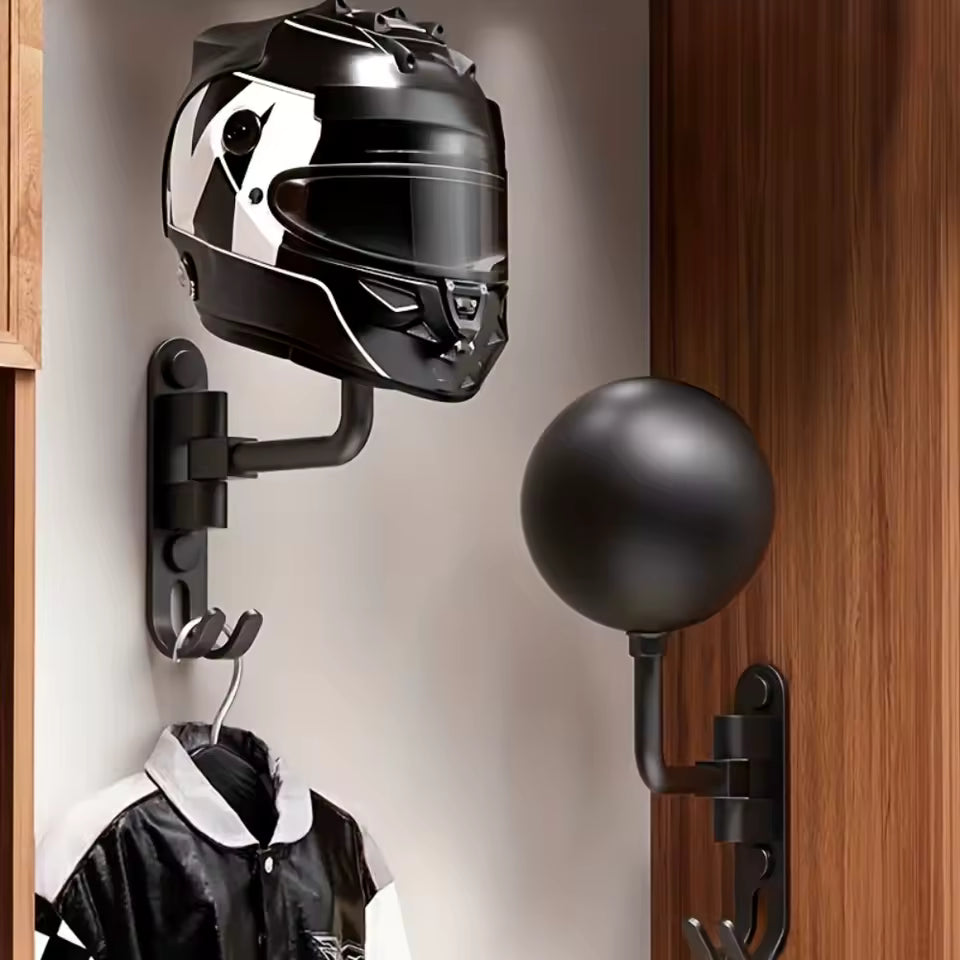 Porta Casco de Moto de Pared 180° | Soporte para Casco, Chamarra y Accesorios Motociclista
